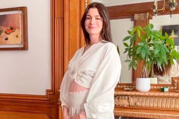 Anne Hathaway pregnant with third baby as she reveals bump in cute video